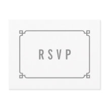 Grijs Deco Chic Bruiloft RSVP Briefkaart
