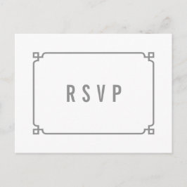 Grijs Deco Chic Bruiloft RSVP Briefkaart