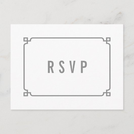 Grijs Deco Chic Bruiloft RSVP Briefkaart (Voorkant)