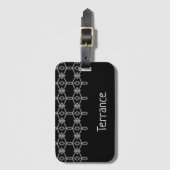 Grijs decoratief touw hekwerk zwart bagagelabel (Voorkant (verticaal))