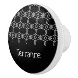 Grijs decoratief touw hekwerk zwart keramische knop