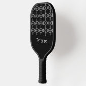 Grijs decoratief touw hekwerk zwart pickleball paddle (Links)