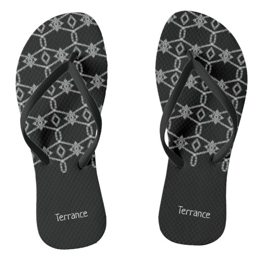 Grijs decoratief touw hekwerk zwart teenslippers (Voetbed)