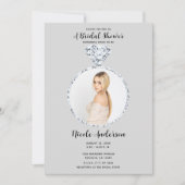 Grijs Diamant Bruiloft Bling Ring Vrijgezellenfees Kaart (Voorkant)