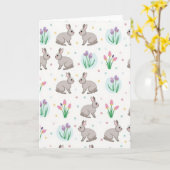 Grijs Dierpatroon Lente Kaart (Gele Bloem)