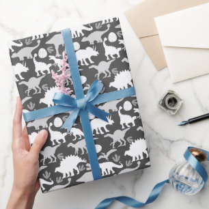 Grijs Dino Patroon D Grijs BG Cadeaupapier