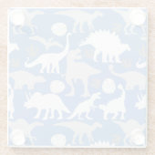 Grijs Dino Patroon L Blauw BG Glazen Onderzetter (Achterkant)