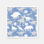 Grijs Dino Patroon L Blauw BG Servet (Voorkant)