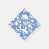 Grijs Dino Patroon L Blauw BG Servet (Hoek)