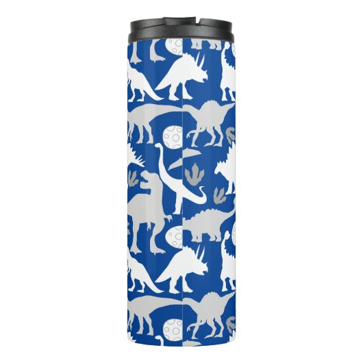 Grijs Dino Patroon L Blauw BG Thermosbeker (Achterkant)