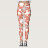 Grijs Dino Pattern Sinaasappel BG Leggings (Voorkant)