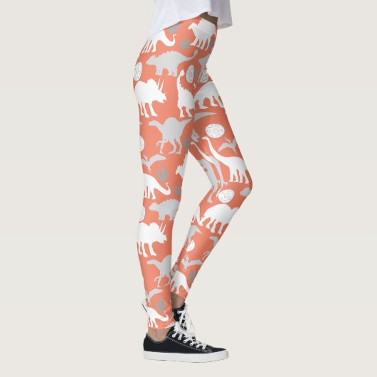 Grijs Dino Pattern Sinaasappel BG Leggings (Rechts)