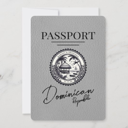 Grijs Dominicaanse Republiek Paspoort bruiloft Kaart (Achterkant)