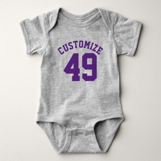 Grijs & Donker Paarse Baby | Sporttrui ontwerp Romper (Voorkant)
