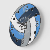 Grijs, donkerblauw en blauwe volleybalstijl grote klok (Hoek)