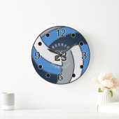 Grijs, donkerblauw en blauwe volleybalstijl grote klok (Huis)