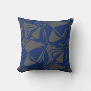 Grijs donkerblauw schuin modern kunstprint kussen
