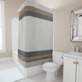 Grijs donkerbruin tapan tapes blok douchegordijn (In situ)