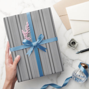 Grijs & Donkergrijs Dikke en Dunne Strepen Cadeaupapier