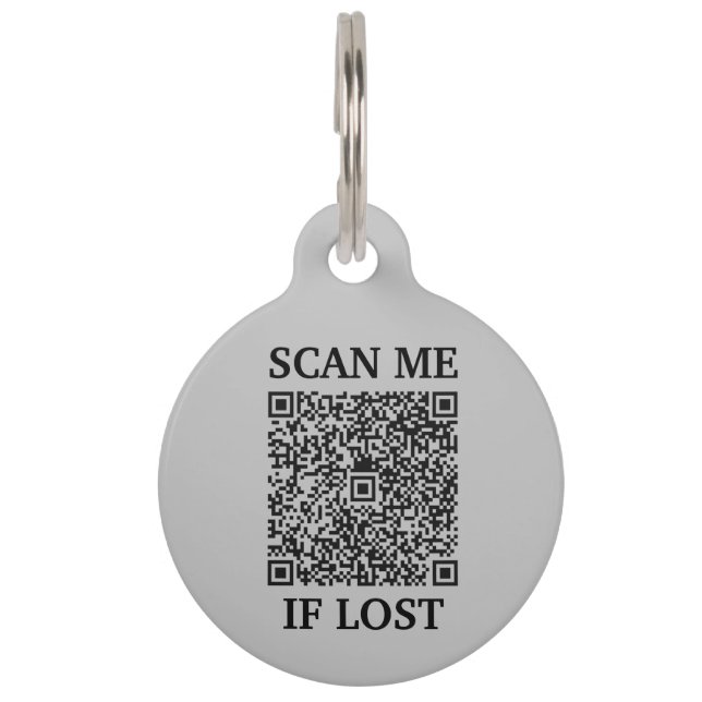 Grijs Douane QR Code Scan Me Pet Huisdierpenning (Voorkant)