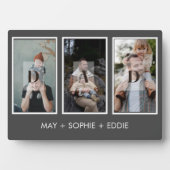 Grijs Drie (3) Foto's Vaderdag Familienaam Fotoplaat (voorkant)