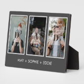 Grijs Drie (3) Foto's Vaderdag Familienaam Fotoplaat (Zijkant)