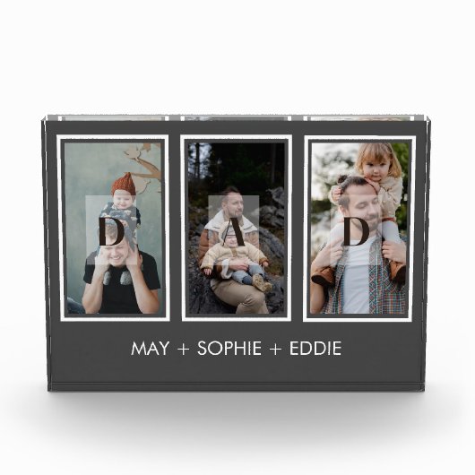 Grijs Drie (3) Foto's Vaderdag Fotoblok (Voorkant)