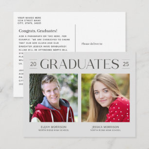Grijs dubbel Afstuderen Twee foto's Neutraal Afstu Briefkaart