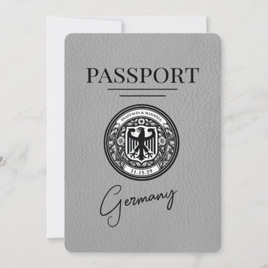 Grijs Duitsland paspoort Bewaar de datum Save The Date (Voorkant)