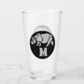 Grijs Eenhoorn Rhino Monogram Glas (Achterkant)