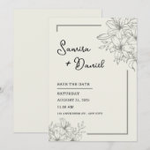 Grijs Eenvoudig Bruiloft Uitnodiging Portret (Voorkant / Achterkant)