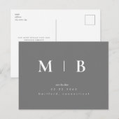 Grijs Eenvoudig eigentijdelijk Monogram sparen de Briefkaart (Voorkant / Achterkant)