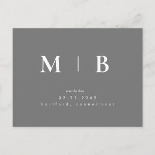Grijs Eenvoudig eigentijdelijk Monogram sparen de Briefkaart