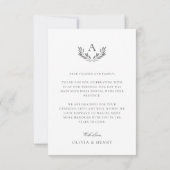 Grijs Eenvoudig Elegant Monogram Bruiloft Foto Bedankkaart (Achterkant)