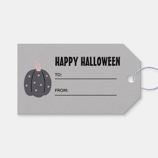 Grijs Eenvoudig Halloween Tag Gift Cadeaulabel (Voorkant (Horizontaal))