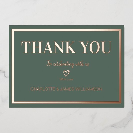 Grijs Eenvoudig Minimalistisch Trouw Bedankt    Folie Uitnodiging (Voorkant)