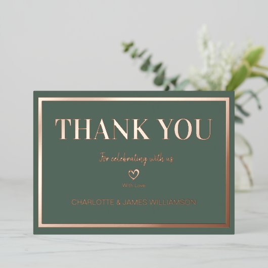 Grijs Eenvoudig Minimalistisch Trouw Bedankt    Folie Uitnodiging (Staand Voorkant)