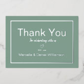 Grijs Eenvoudig Minimalistisch Trouw Dank Je   Folie Uitnodiging (Voorkant)
