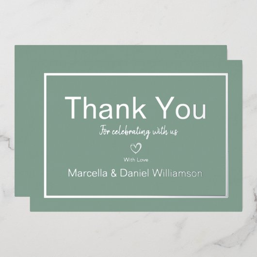 Grijs Eenvoudig Minimalistisch Trouw Dank Je   Folie Uitnodiging (Voorkant / Achterkant)