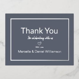 Grijs Eenvoudig Trouw Bedankt    Folie Uitnodiging Briefkaart