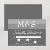 Grijs Eenvoudige Moderne Script Trouw RSVP Kaart (Voorkant / Achterkant)