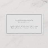 Grijs Elegant Bloemen Waterverf Botanische kuif Visitekaartje (Achterkant)