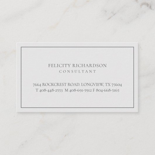 Grijs Elegant Bloemen Waterverf Botanische kuif Visitekaartje (Achterkant)