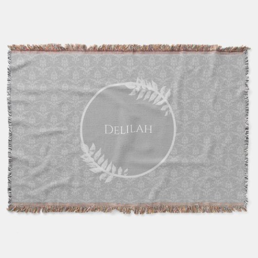 Grijs Elegant Damask - Aangepaste trommel Deken (Voorkant)