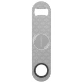 Grijs Elegant Damask Persoonlijke Bar Key Speed Flessenopener (Voorkant)