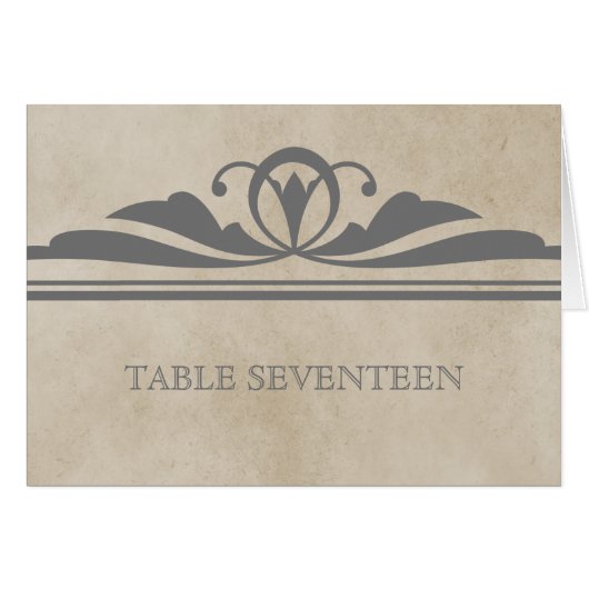 Grijs Elegant Deco Table Number Kaart (Voorkant Horizontaal)