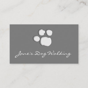 Grijs Elegant Dog Walking Paw-Visitekaartje Visitekaartje