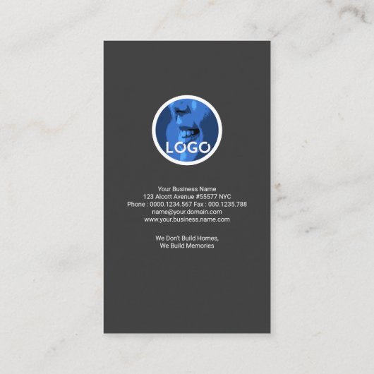 Grijs Elegant Faux Goud Huis Bouwer Bouw Visitekaartje (Achterkant)