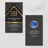 Grijs Elegant Faux Goud Huis Bouwer Bouw Visitekaartje (Voorkant / Achterkant)
