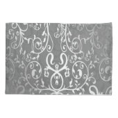 Grijs Elegant Flourish Monogram Kussensloop (Achterkant)